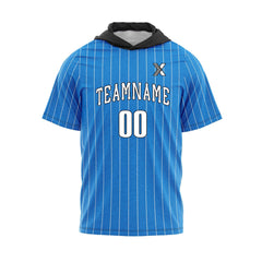 Ocean Blue - Customized Short Sleeve Hoodie Pullover Striped