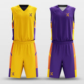 Purple Gold Puzzles - Custom Reversible Basketball Jersey Set Sublimated BK260614S