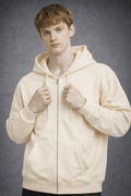 300g blended milk silk hooded zip-up sweatshirt