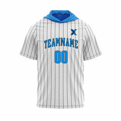 Ocean White - Customized Short Sleeve Hoodie Pullover Striped