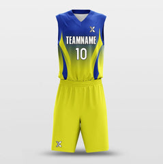 Yellow Blue Gradient - Customized Basketball Jersey Set Sublimated BK160105S