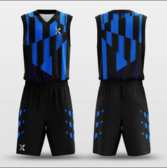Jigsaw - Custom Sublimated Basketball Jersey Set Black and Blue
