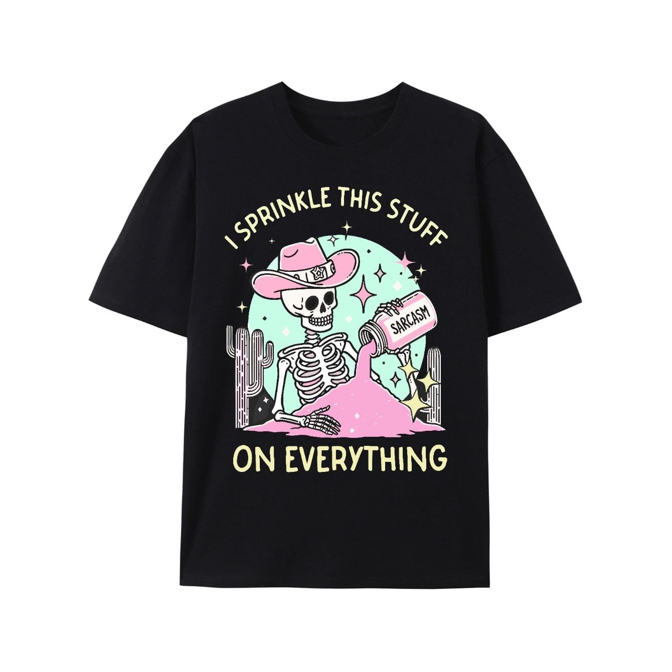 I Sprinkle This Stuff On Everything Creative Printing Vintage Washed High Quality Cotton Patterned T-Shirt Men's T-Shirt Old Summer Clothing Drop Shoulder Sleeve Round Neck Tops Short Sleeve