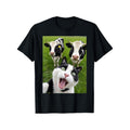 Whimsical cat and cow selfie graphic t-shirt, 100% cotton, loose fit short sleeve t-shirt, machine washable, perfect for casual wear, fun, new style