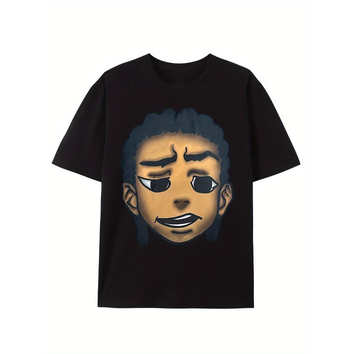 Men's retro hip-hop style cotton t-shirt with animated character print, soft and breathable, short-sleeved casual summer top, breathable t-shirt | expressive casual wear | comfortable fit