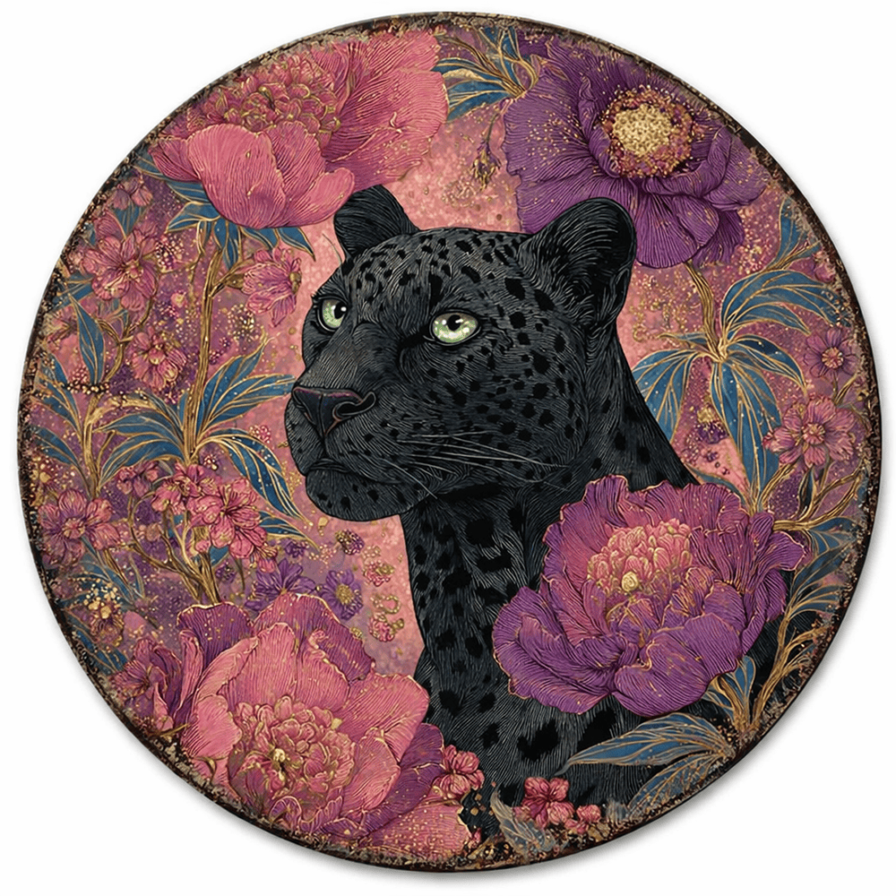 Personalized Round Metal Plaque (20cm) - Wildlife & Artistic Mascot Series
